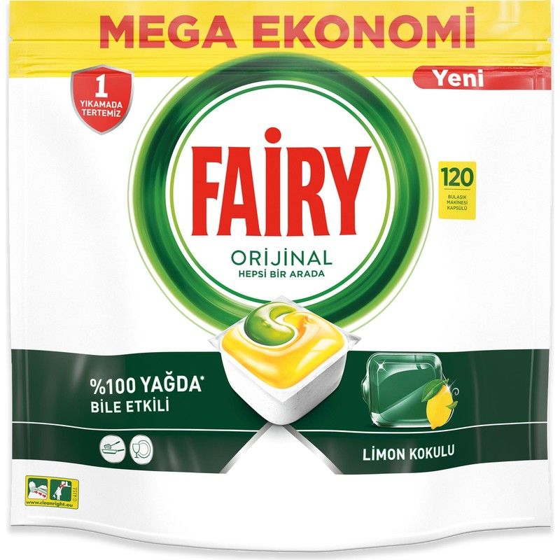 Hepsi Bir Arada Bulaşık Makinesi Deterjanı Kapsülü/Tableti 120 Yıkama Limon Kokulu görsel 2